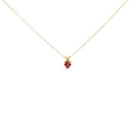 14K White Gold 5X5 MM Heart Shaped Purple Amethyst Solitaire Pendant Necklace