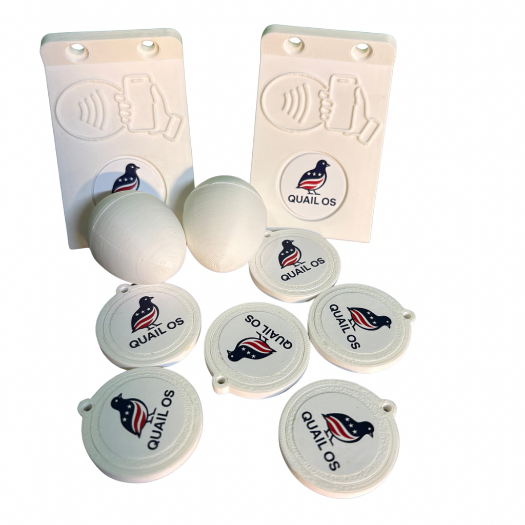 QuailOS Tap and Track Kit — NFC Starter package (6 Tags, 2 Mounts, 2 Hatch Eggs)