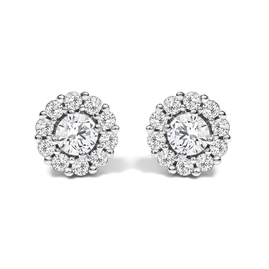 10K White Gold 3.0 Cttw Lab Grown Diamond Halo Stud Earrings