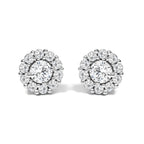 10K White Gold 3.0 Cttw Lab Grown Diamond Halo Stud Earrings