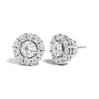 10K White Gold 3.0 Cttw Lab Grown Diamond Halo Stud Earrings