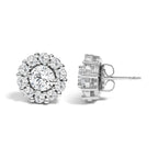 10K White Gold 3.0 Cttw Lab Grown Diamond Halo Stud Earrings