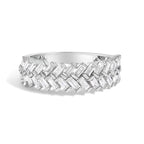 14K White Gold 7/8 Cttw Lab Grown Baguette Weave Design Band Ring