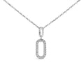 14K White Gold Diamond Accent Paperclip Pendant Necklace