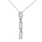 14K White Gold 1/10 Cttw Diamond Triple Paper Clip Pendant Necklace