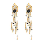 14K Yellow Gold 1.0 Cttw Diamond and Blue Sapphire Chandelier Earrings