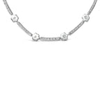 14K White Gold 1.0 Cttw Diamond Flower and Bar Station Necklace