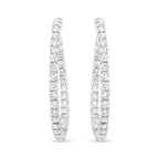 18K White Gold 3 5/8 Cttw Round Diamond Curved Inside-Outside Hoop Earrings (F-G Color, VS1-VS2 Clarity)