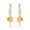 18K Yellow Gold 2/3 Cttw Round Bezel Diamond and 25mm Ball Shaped Yellow Citrine Gemstone Dangle Stud Earrings (Brown and G-H Color, SI1-SI2 Clarity)