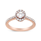 18K Rose Gold 1/2 Cttw Composite Marquise Composite Diamond Oval Shaped Halo Engagement Ring (F-G Color, VS1-VS2 Clarity) - Ring Size 7