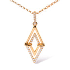 14K Yellow Gold 1/4 Carat Total Weight Diamond Double Triangle Geometric 18" Pendant Necklace (G-H Color, SI1-SI2 Clarity)
