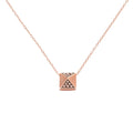14K Rose Gold 1/4 Carat Total Weight Brown Diamond Matte Finished Pyramid Pendant Necklace (Brown Color, SI1-SI2 Clarity) - 18" Inches