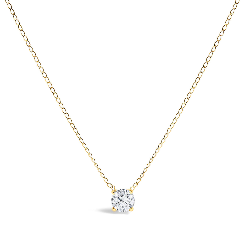 14K White Gold Floating 1/2 Cttw Lab Grown Diamond Solitaire Pendant Necklace - 18" Inches