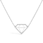 .925 Sterling Silver 1/7 Cttw Lab Grown Diamond Diamond Shaped Pendant Necklace - Size 18 Inches