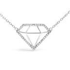 .925 Sterling Silver 1/7 Cttw Lab Grown Diamond Diamond Shaped Pendant Necklace - Size 18 Inches