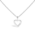 .925 Sterling Silver Lab Grown Diamond 1/4 Carat Total Weight Three Stone Heart Pendant Necklace - 18" Inches