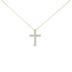 14K White Gold 1/2 Carat Total Weight Lab Grown Diamond 11 Stone Cross Pendant Necklace