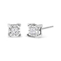 .925 Sterling Silver 1/2 Carat Total Weight Miracle Set Princess-cut Diamond Solitaire Stud Earrings (H-I Color, SI2-I1 Clarity)