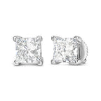 14K White Gold 1.0 Cttw Princess Cut Lab Grown Diamond Solitaire Stud Earrings (F-G Color, VS2-SI1 Clarity)
