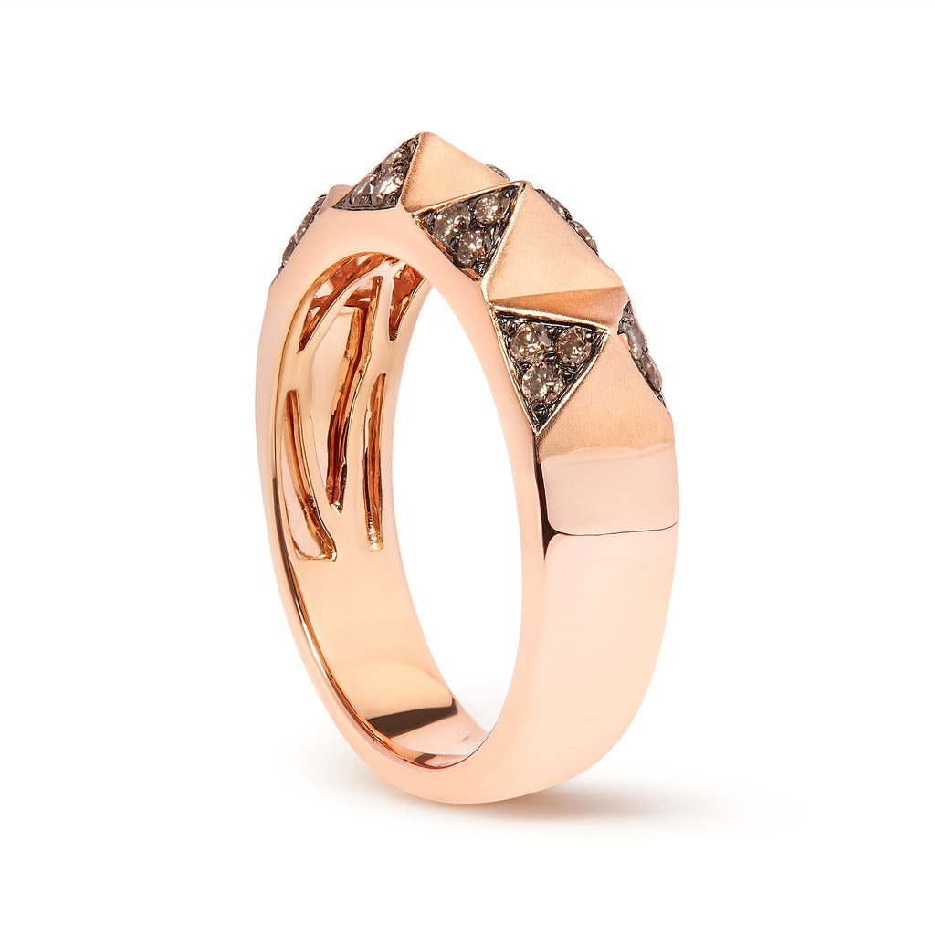 14K Rose Gold 1/4 Carat Total Weight Brown Diamond Pyramid Band Ring (Brown Color, SI1-SI2 Clarity)- Size 7