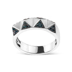 14K White Gold 1/4 Carat Total Weight Treated Blue Diamond Pyramid Band Ring (Blue Color, SI1-SI2 Clarity)- Size 7