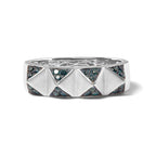 14K White Gold 1/4 Carat Total Weight Treated Blue Diamond Pyramid Band Ring (Blue Color, SI1-SI2 Clarity)- Size 7