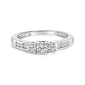 10K White Gold 1/2 Cttw Diamond Three Stone Ring