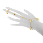 14K Yellow Gold 1/4 Carat Total Weight Diamond Ring and Bracelet Hand Chain (G-H Color, SI1-SI2 Clarity) - 7"