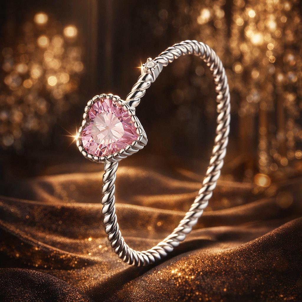 925 Sterling Silver Platinum Plated CZ Ring Size 9.0 for Women