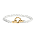 Pulsera de tenis de oro amarillo de 18 quilates vermeil con perlas y cierre infinito