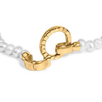 Pulsera de tenis de oro amarillo de 18 quilates vermeil con perlas y cierre infinito