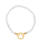 Pulsera de tenis de oro amarillo de 18 quilates vermeil con perlas y cierre infinito