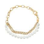 18K Yellow Gold Vermeil Cultured Pearl Station Link Bracelet