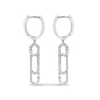 14K White Gold 1/4 Cttw Diamond Interlocking Paperclip Dangle Earrings