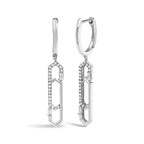 14K White Gold 1/4 Cttw Diamond Interlocking Paperclip Dangle Earrings