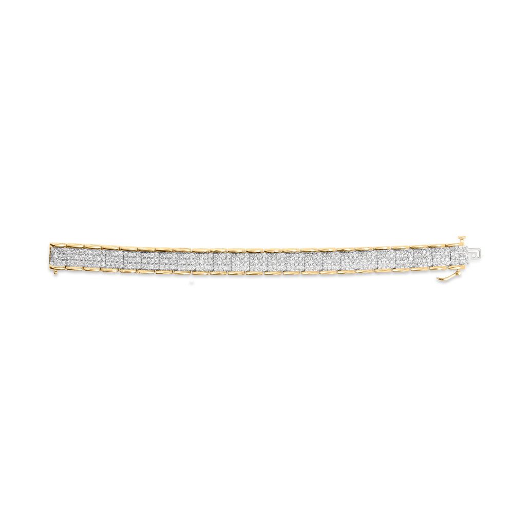 10K Yellow Gold 5.00 Carat Total Weight Round-Cut Diamond Link 7" Bracelet (J-K Color, I1-I2 Clarity)