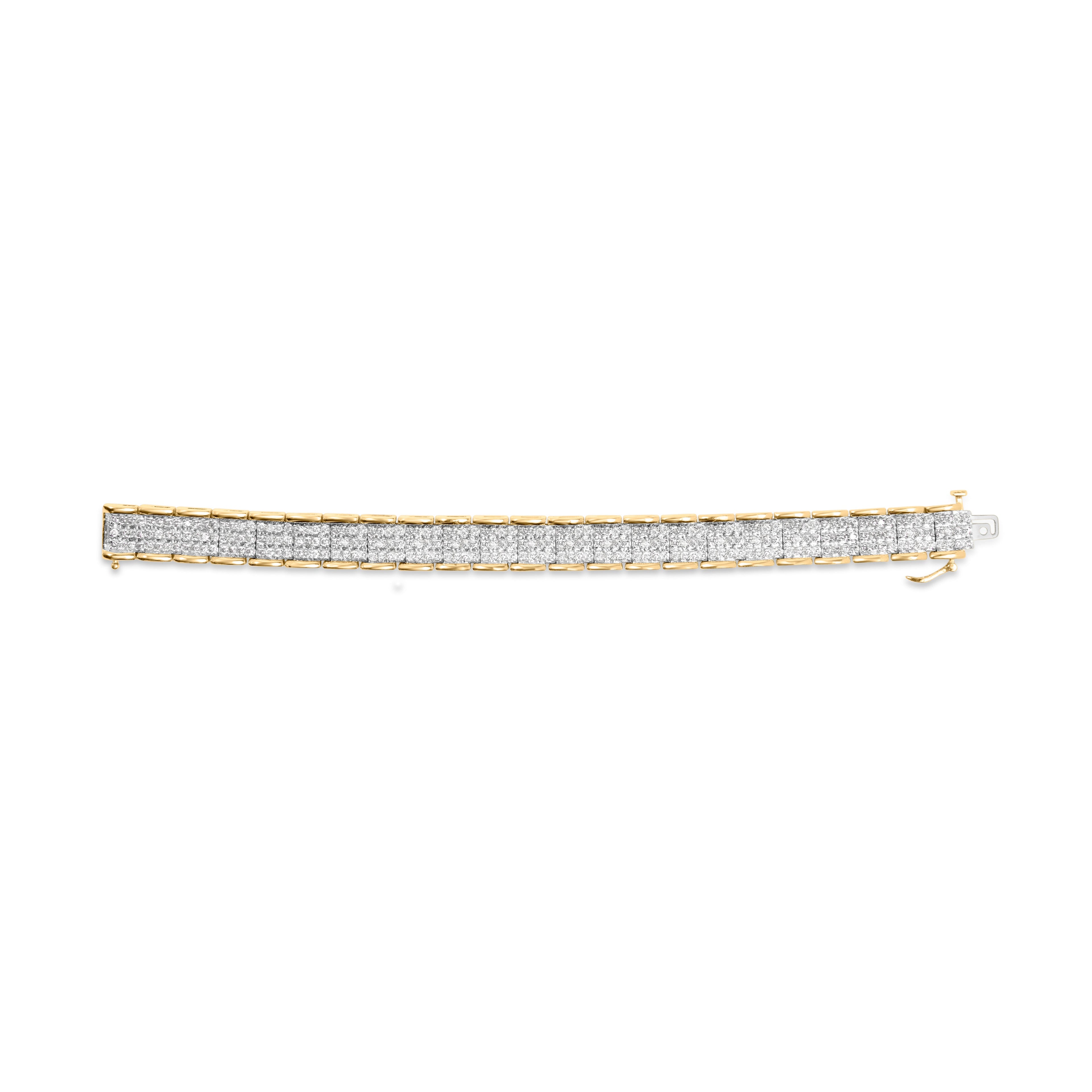 10K Yellow Gold 5.00 Carat Total Weight Round-Cut Diamond Link 7" Bracelet (J-K Color, I1-I2 Clarity)