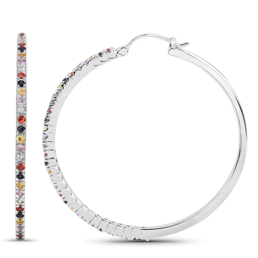 2.24 Carat Genuine Multi-Sapphire .925 Sterling Silver Earrings
