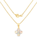 14K Yellow Gold Plated 1.19 Carat Genuine Ethiopian Opal and White Topaz .925 Sterling Silver Pendant