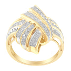10K Yellow Gold Diamond Bypass Cocktail Ring (1 1/5 Cttw, I-J Color, I2-I3 Clarity) - Size 8