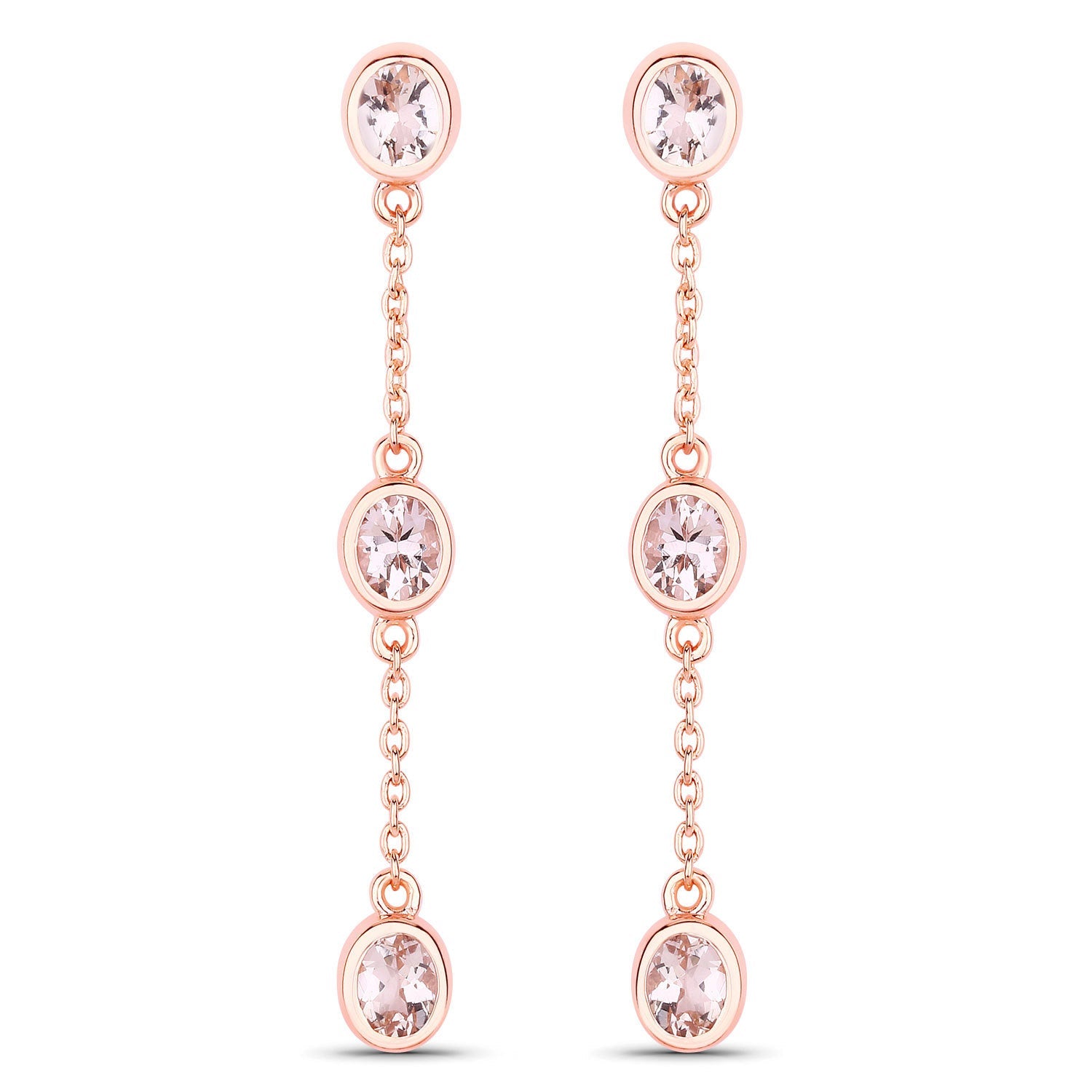 1.62 Carat Genuine Morganite .925 Sterling Silver Earrings