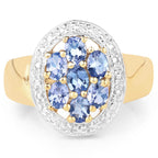 14K Yellow Gold Plated 1.19 Carat Genuine Tanzanite .925 Sterling Silver Ring