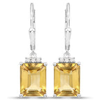 5.63 Carat Genuine Citrine and White Topaz .925 Sterling Silver Earrings