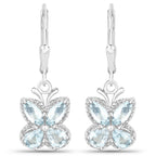 1.76 Carat Genuine Aquamarine .925 Sterling Silver Earrings