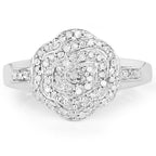 14K Yellow Gold Plated 0.29 Carat Genuine White Diamond .925 Sterling Silver Ring