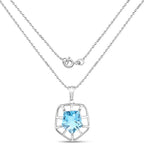 7.60 Carat Genuine Blue Topaz .925 Sterling Silver Pendant