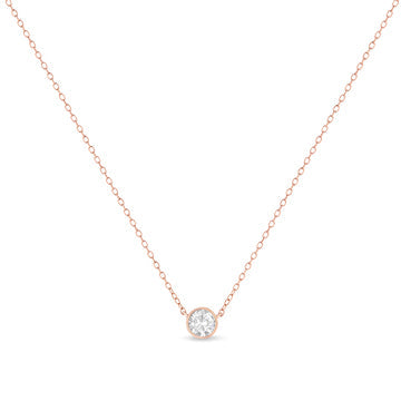 .925 Sterling Silver 1/2 Carat Total Weight Diamond Bezel 18" Pendant Necklace (I-J Color, I2-I3 Clarity)