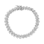 .925 Sterling Silver 1/3 Carat Total Weight Miracle-Set Diamond "S" Link Tennis Bracelet (I-J Color, I3 Clarity) - Size 7.25"