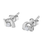 10K White Gold 1/10 Cttw Round Brilliant-Cut Diamond Espira Swirls Solitaire Push Back Stud Earrings (I-J Color, I1-I2 Clarity)