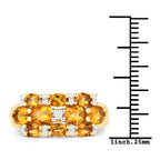 14K Yellow Gold Plated 2.48 Carat Genuine Citrine & White Topaz .925 Sterling Silver Ring